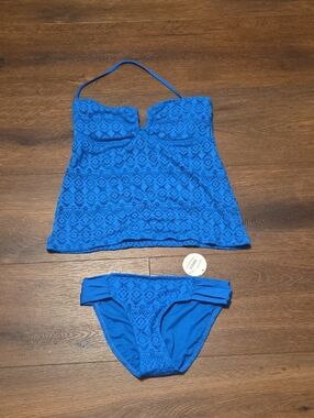 Stylus Blue Lace  Swim suit Two Piece Small